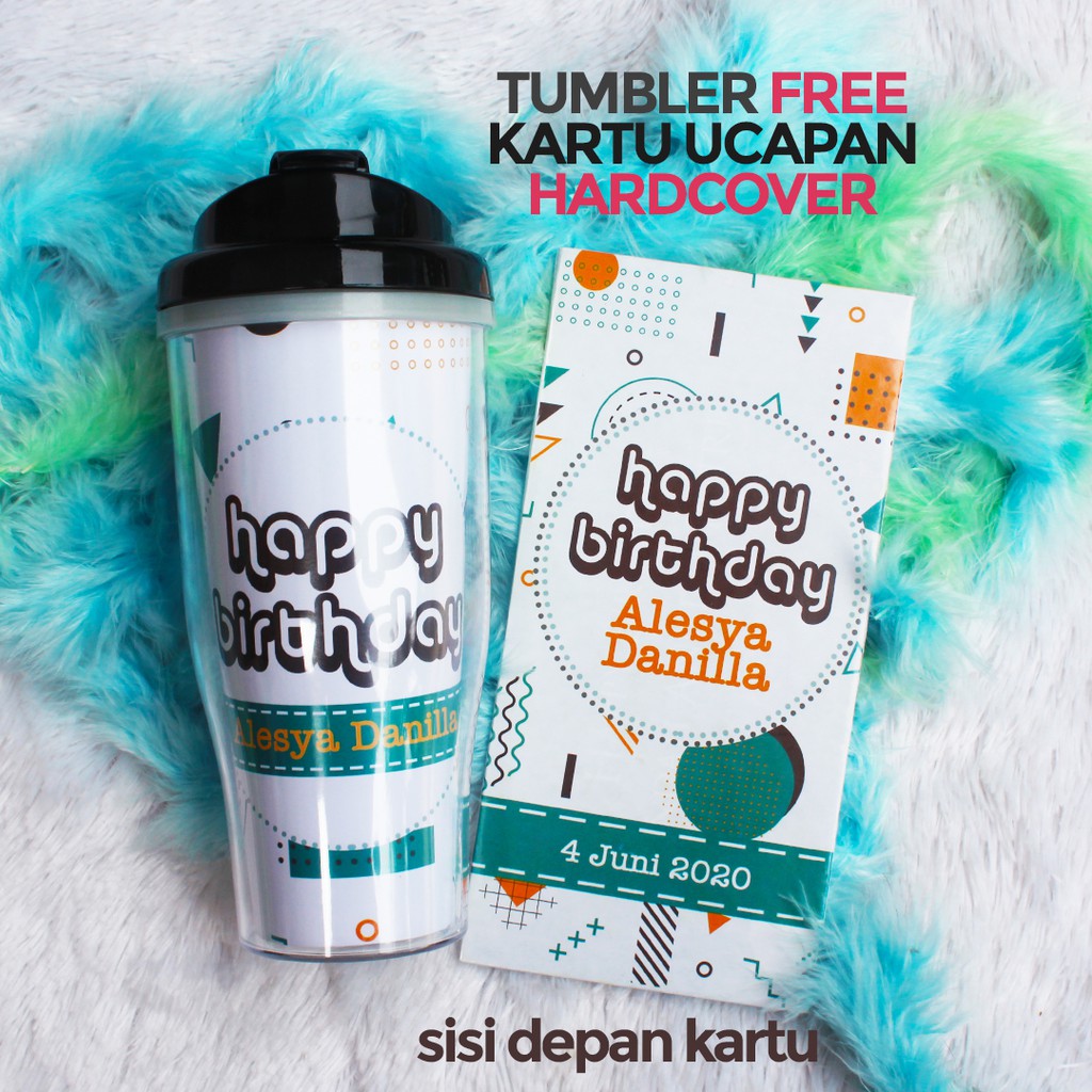 Tumbler Memphis Custom Nama Untuk Hadiah Ulang Tahun FREE Kartu Ucapan Hardcover