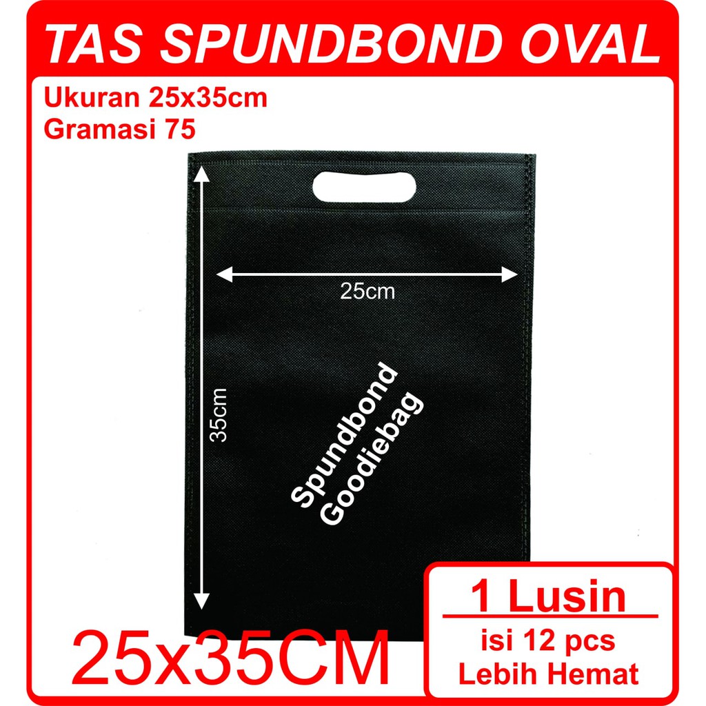 

Kodi Goodie Bag Spunbond Oval Warna Hitam 25cm x 35cm / Tas Souvenir