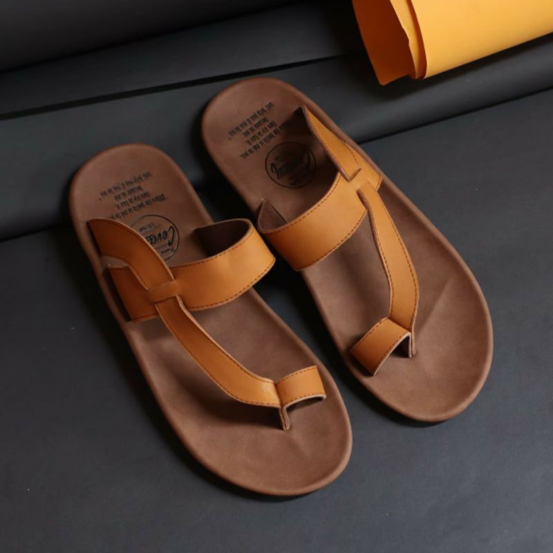 IMPULSE | Sandal Kulit Asli Pria Kasual Santai Original Sendal Kerja Trendi Moden Nyaman