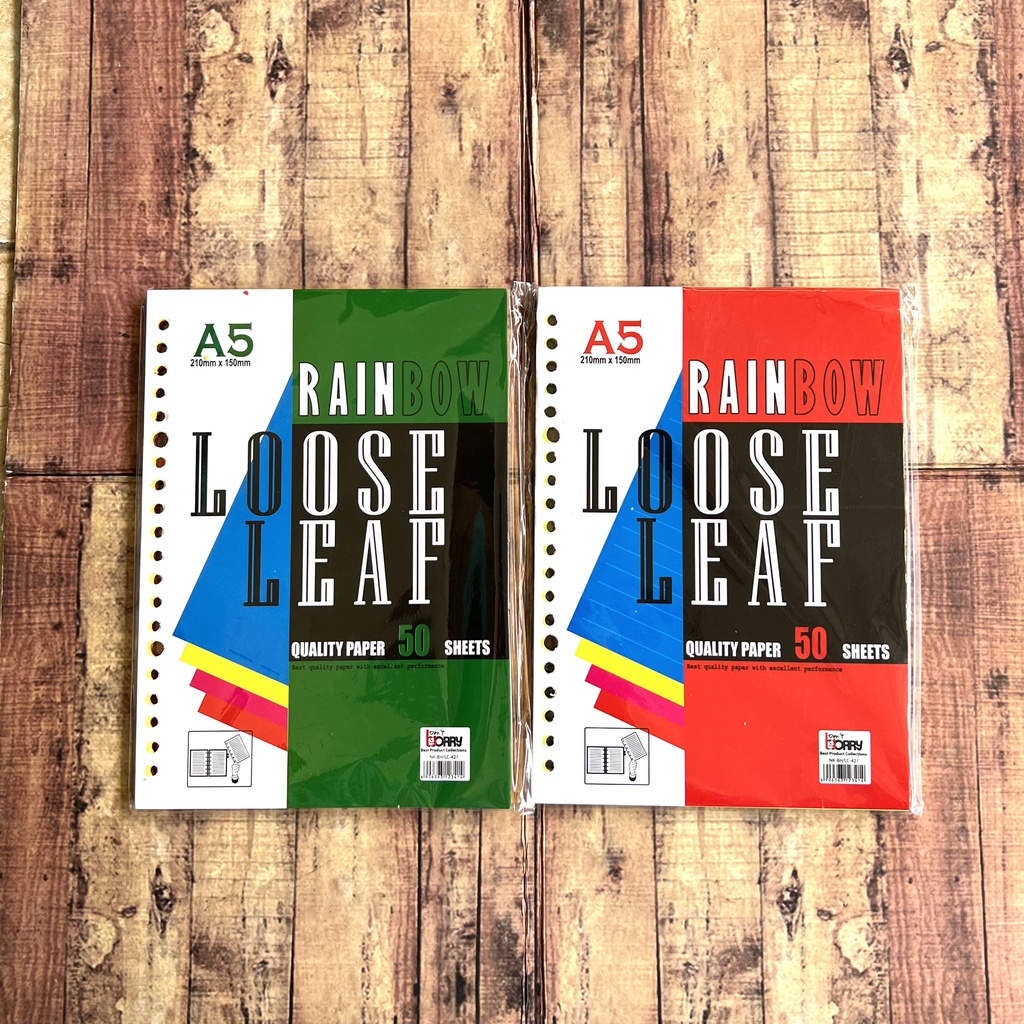 

Kertas Loose Leaf Rainbow Isi 50 lembar - Isi Map Binder A5