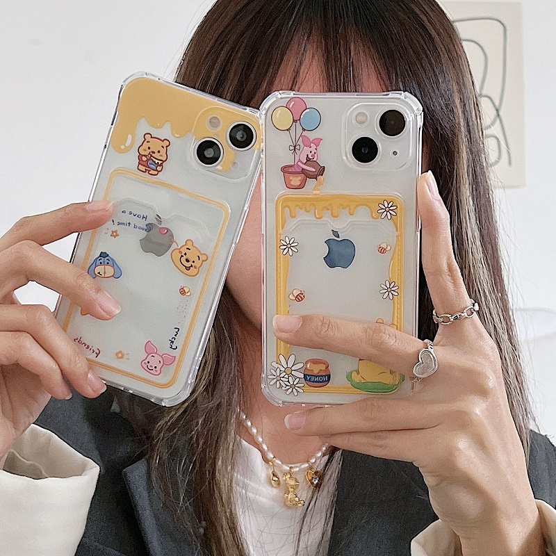 Soft Case Transparan Desain Winnie the Pooh Untuk iPhone 12 13 Pro Max 11 X XR XSMAX