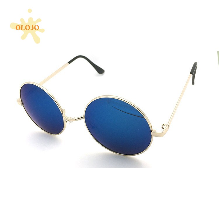 OLOJO [Bayar di Tempat] Kacamata lingkaran klasik Wanita Pria Hitam Retro Lensa Warna Frame Bulat Women Sunglasses