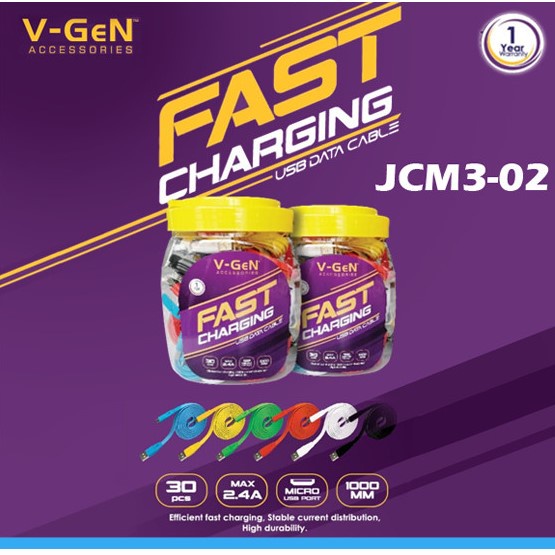 V-Gen Vgen JCM3-02 Kabel Data Charger USB Micro Gepeng Original Resmi