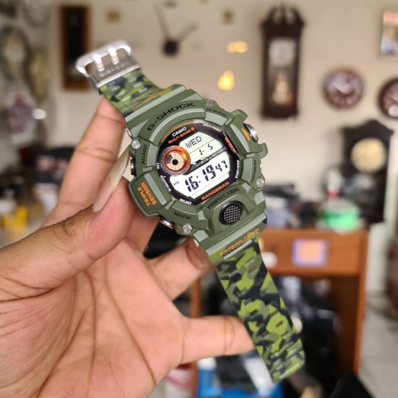 Jam Tangan Pria Merk G-Shock Type GW-9400 Green Army Original Bm Free Box