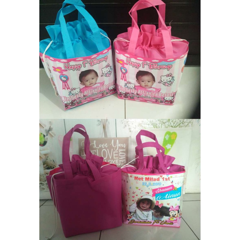 Tas Hajatan Mengenang | Tahlilan | Tasyakuran | Aqiqah Model Serut Printing Warna CUSTOM DESAIN