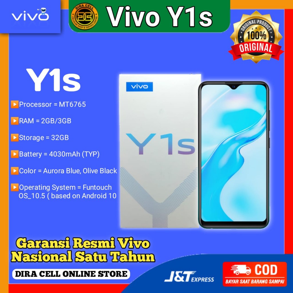 Hp hanphone vivo Y1s ram 2 rom 32 hape baru murah garansi resmi vivo 1 tahun nasional