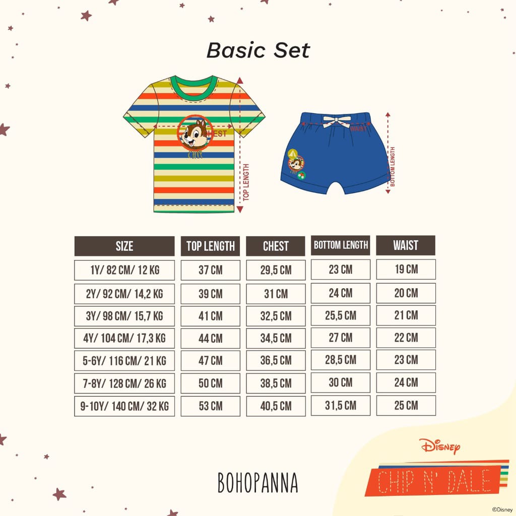 BOHOPANA | BOHO | BOHO PANNA BASIC SET | BASIC SET CHIP AND DALE | SETELAN ANAK-ANAK