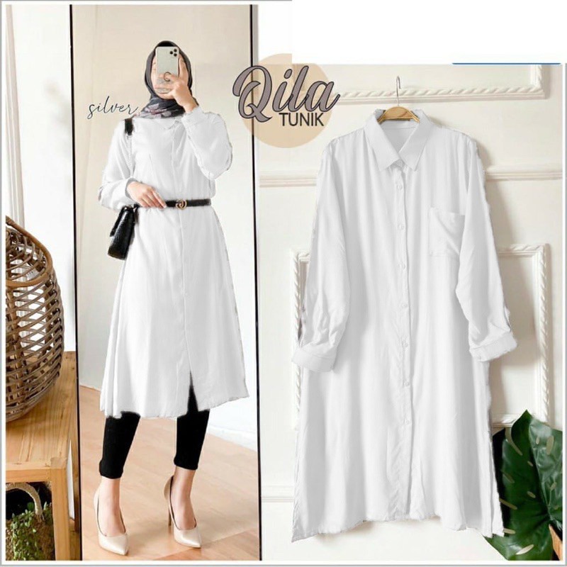TUNIK QILA - Tunik Kemeja Lengan Panjang