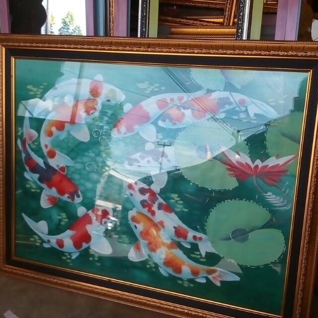Lukisan kanvas ikan koi