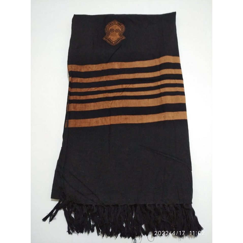 H2. surban terumpah. surban rayon. surban motif garis kualitas premium ukuran 125cm X 210cm-HITAM