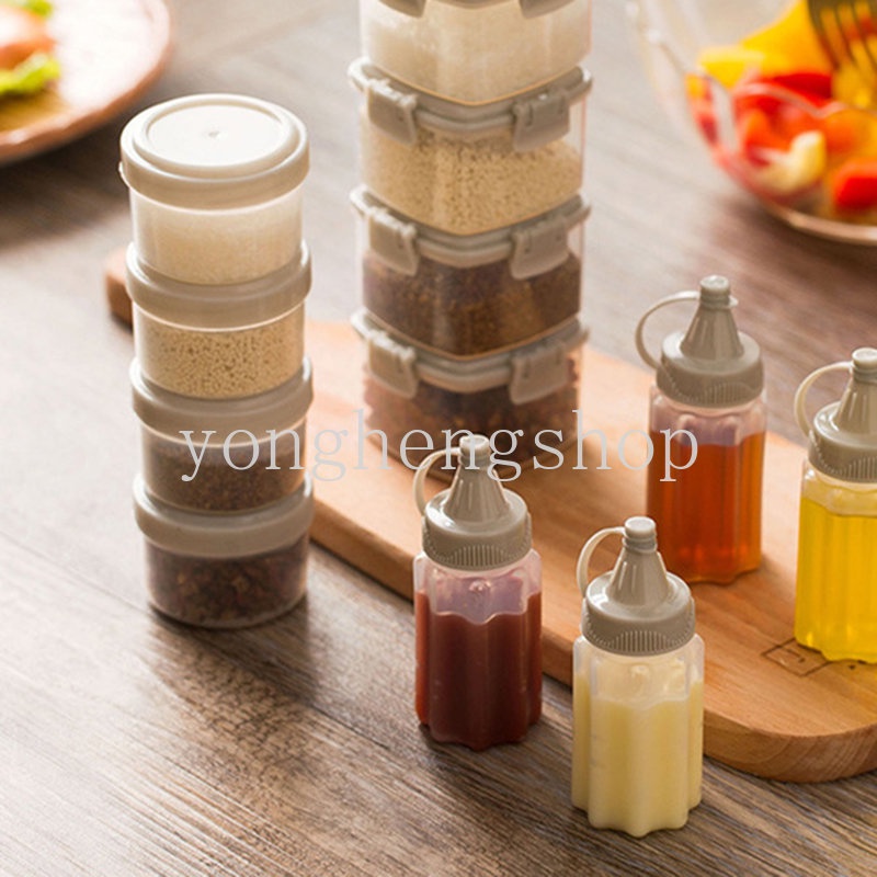 4pcs / set Botol Dispenser Saus / Bumbu / Garam / Kecap / Salad / Bento Mini Portable Untuk Anak