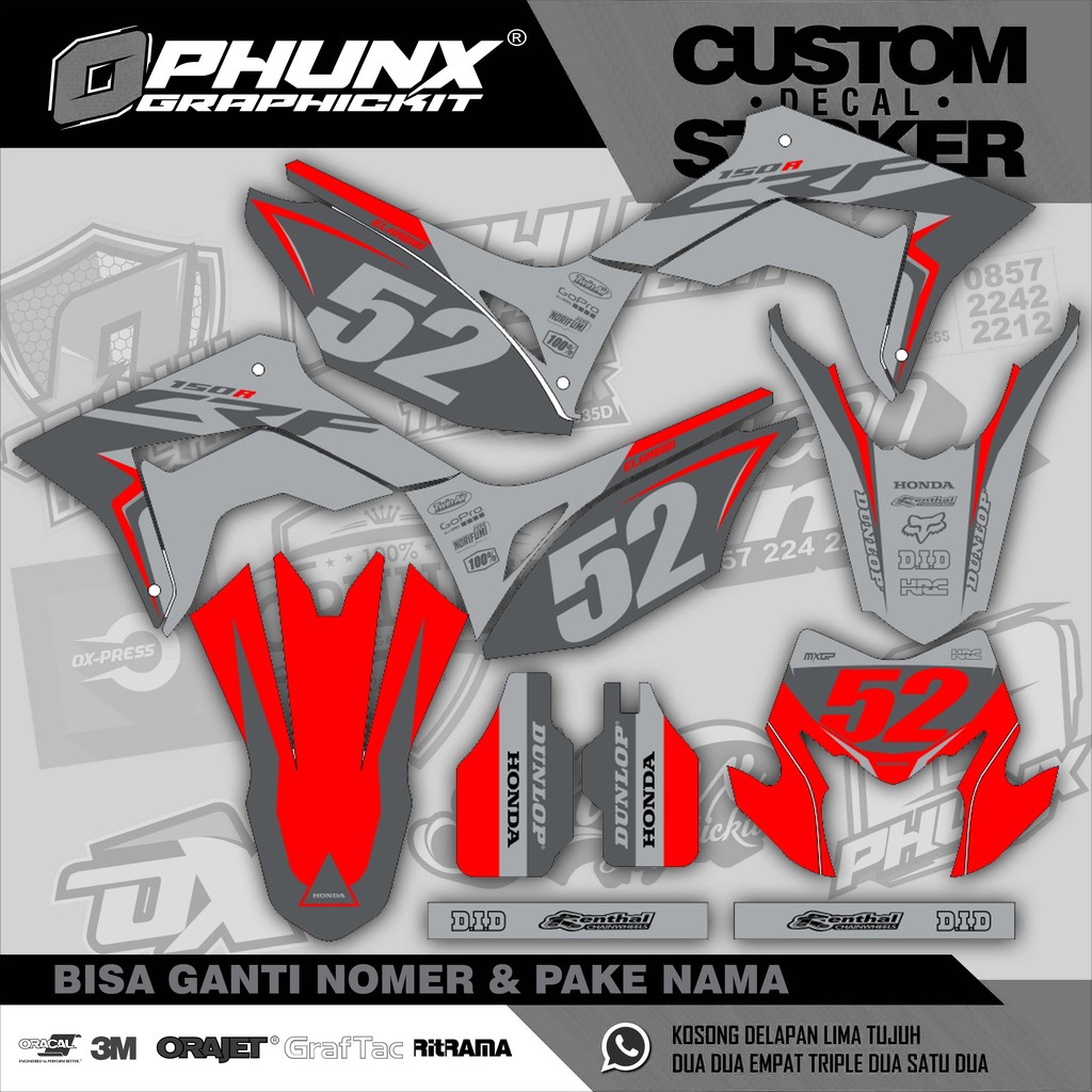 Stiker Decal CRF 150 L Abu Nomer 52