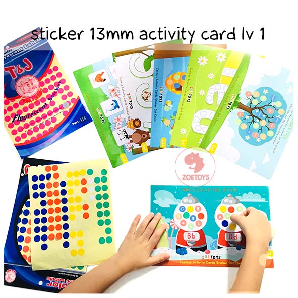 Zoetoys Reusable Sticker Dot Activity Set Book | Alphabet Hijaiyah Number Vehicle Animal | Color Dot Activity Card Kartu Aktivitas Mainan Edukasi Anak-Lv.1 13mm