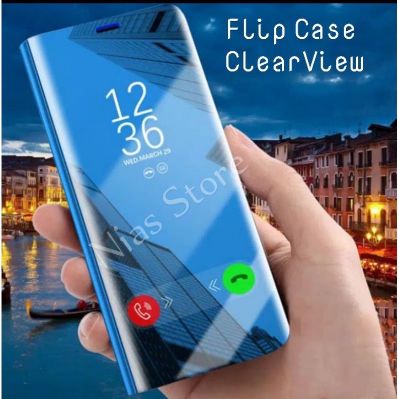 Flip Cover Mirror SAMSUNG A01 A01 CORE A02 A02S A10S A11 A12 A20S, Flip Clear View Standing Case Auto Lock