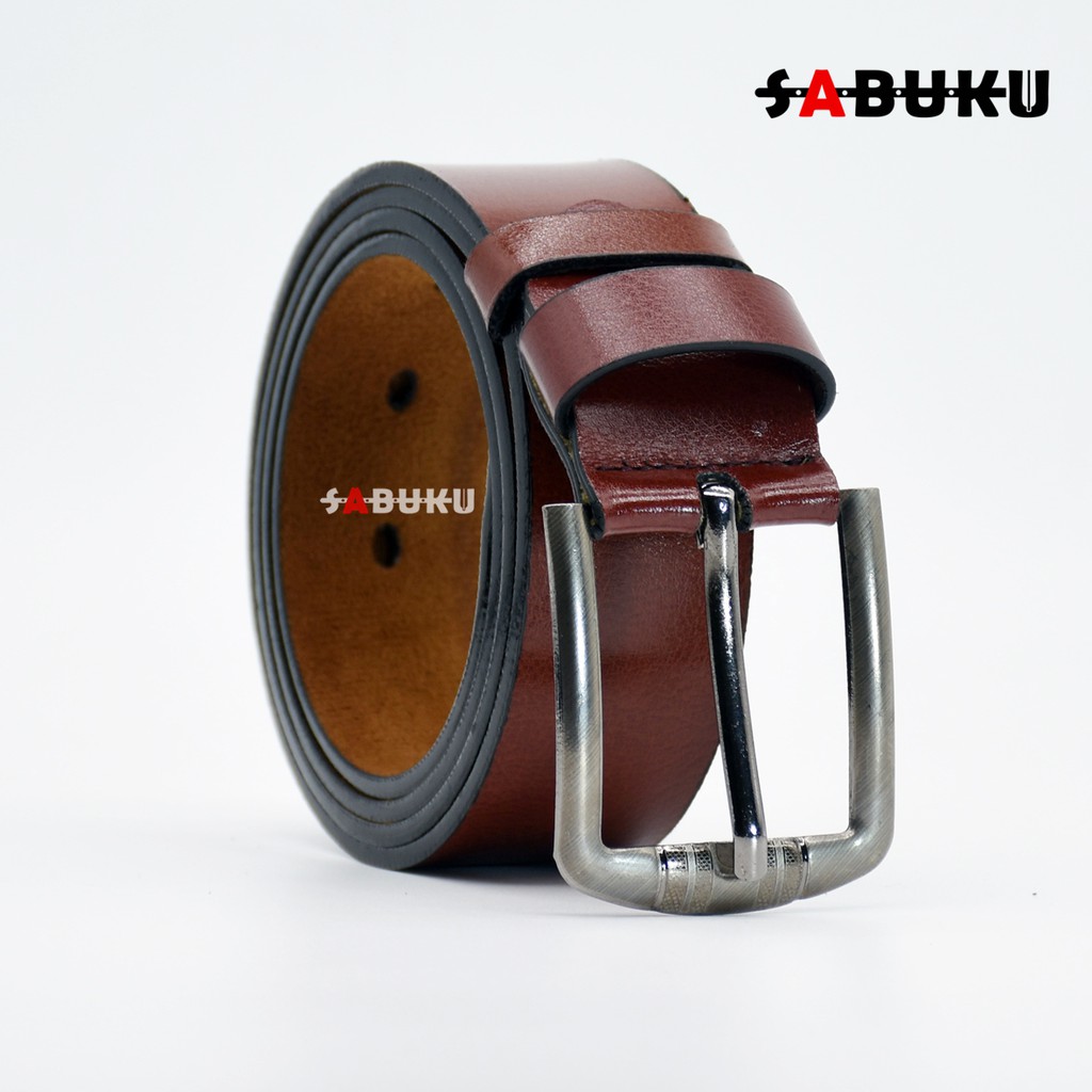 [S&amp;K] Ikat Pinggang Pria Sabuk Pria Model Tusuk Jarum Bahan Kulit Imitasi Gesper Pria Men Belt-SK004