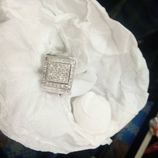 Cincin full berlian pria ring perak ring size 18/19