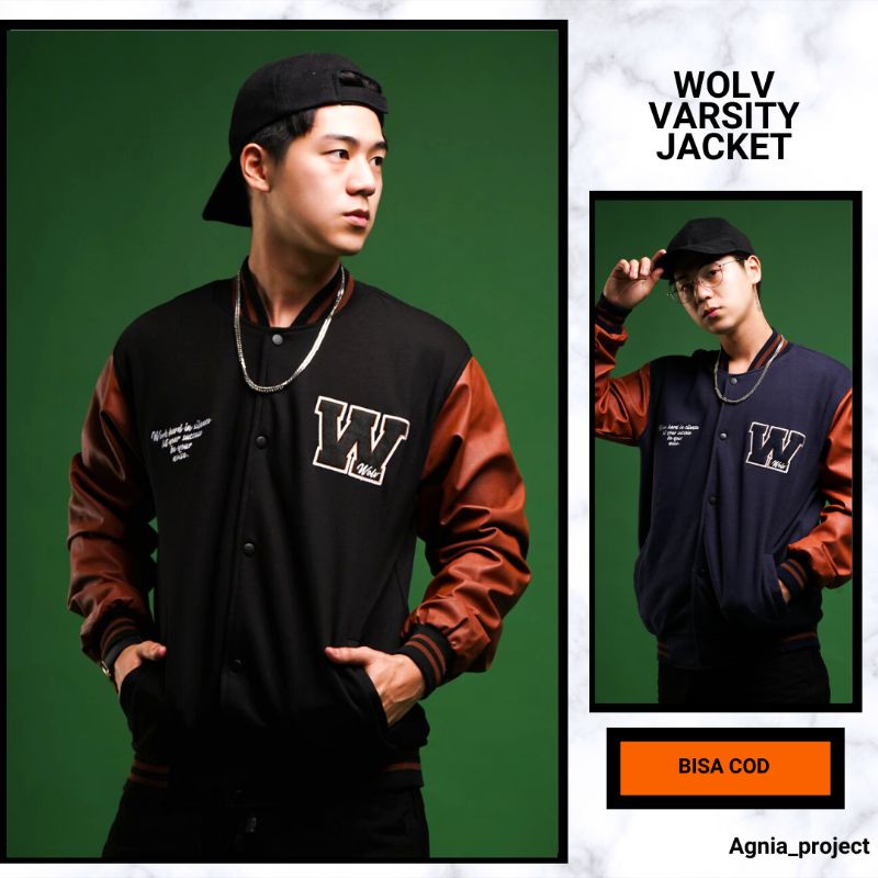 WOLV - Jaket Baseball Varsity Pria Original Distro Bandung