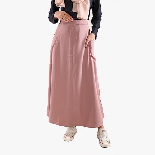 DEVAGO Rok Panjang Wanita Sarah Katun Polos Syari Nyaman Modis Casual Stylist Ori All Size