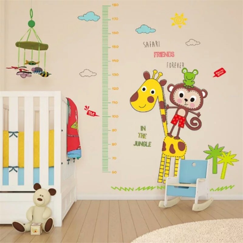 RELIZA WALL STICKER PENGUKUR TINGGI BADAN ANIMAL HEWAN JERAPAH GROW UP ABC1048 STIKER DINDING