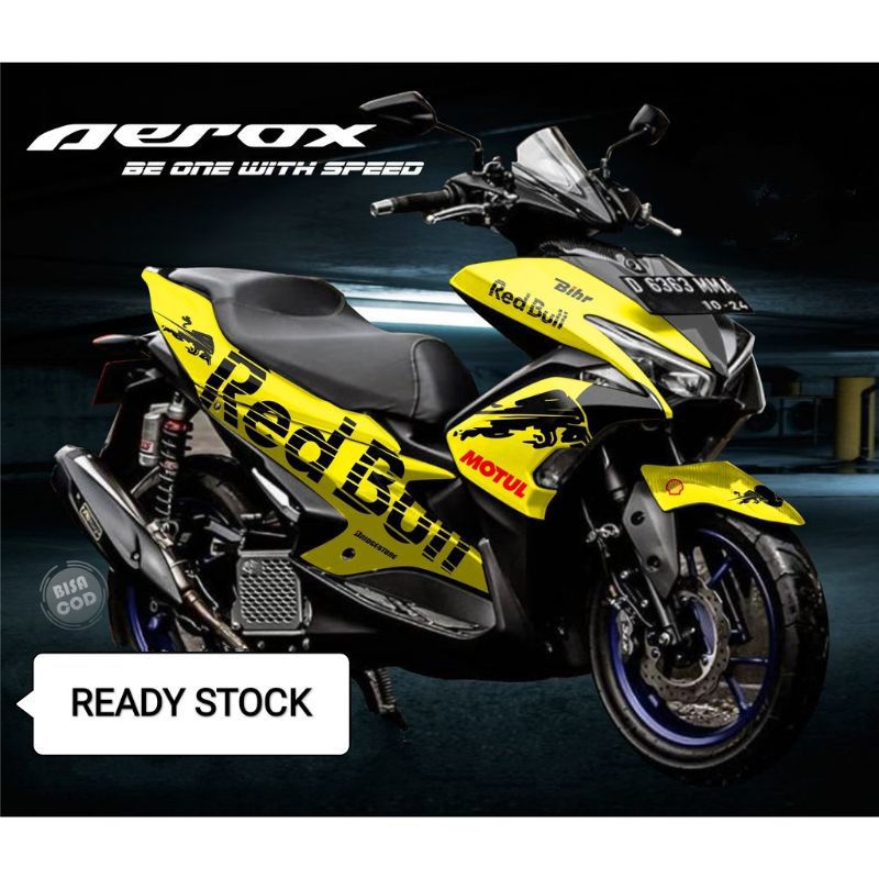 decal full body Yamaha aerox 155 motip Redbull sticker variasi dekal aerox