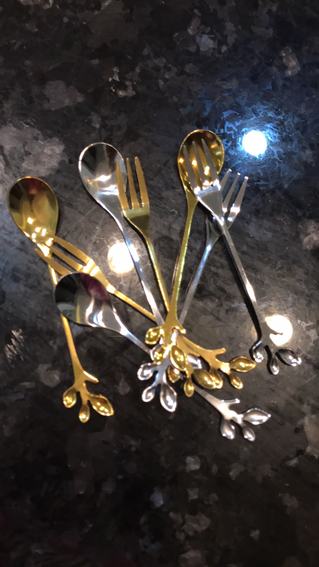 Yueqinhaishang.id .id .id  Originality Leaf Metal Coffee Spoon Small Luxury Cute Coffee Stirring Spoon Stainless Steel Seasoning Dessert Fork Teaspoon 1pc