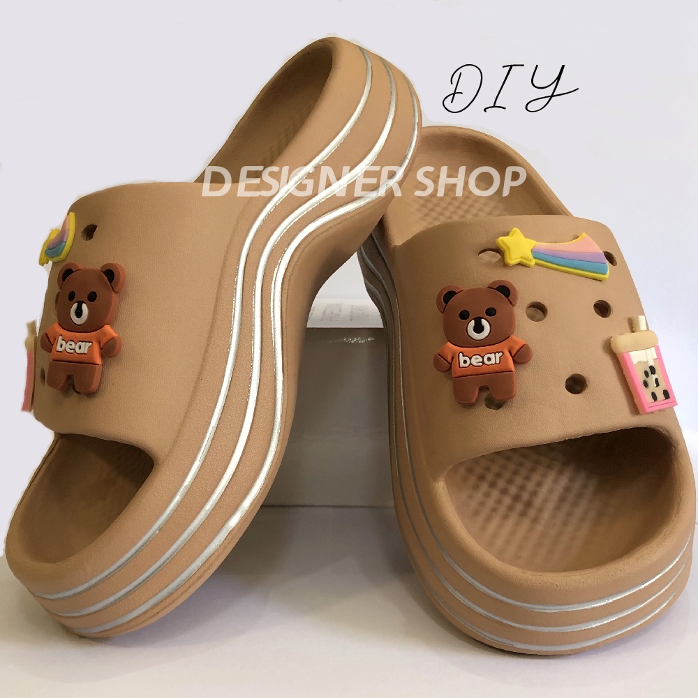 Sandal Wanita Jelly Fuji Motif Bear /Sandal Wesges wanita Platfrom Tebal terbaru/Sandal rumah