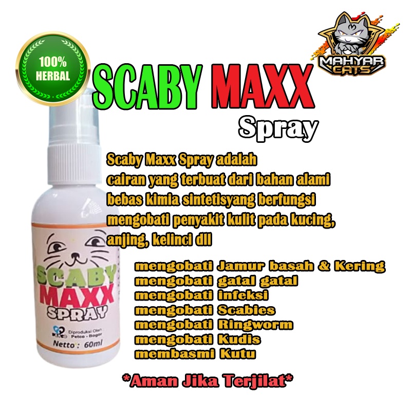 SCABY MAXX Obat Jamur Kucing Obat Kulit Scabies Demodex Impetigo Jamur Kutu Parasit Cacing Hati Gatal Kulit Jamur basah Jamur Kutu kucing anjing kelinci anti scabies by petco