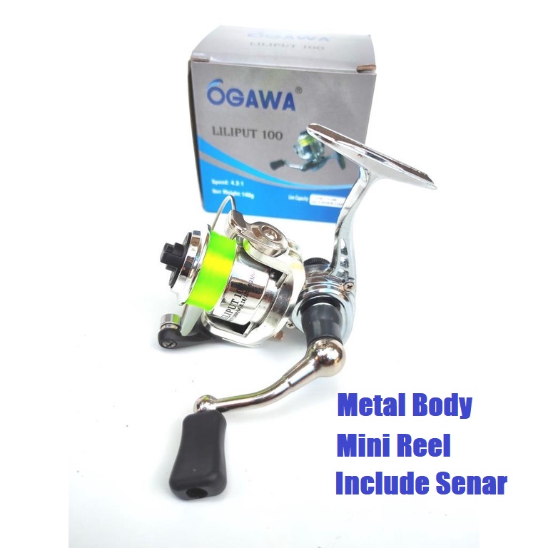 Best Sale Reel Pancing Ogawa Liliput 100 Mini Reel Metal Body Include Senar Reel Kuat Ultra Light