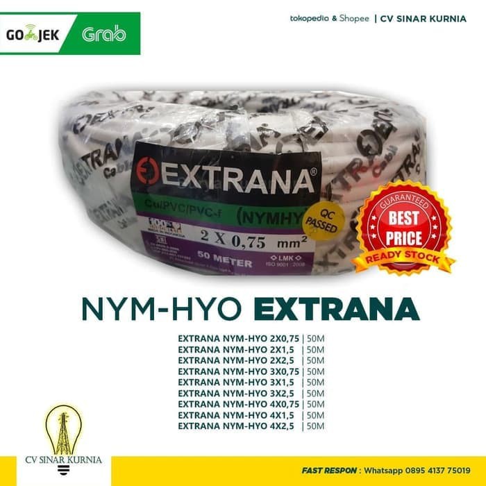 Kabel Listrik NYMHY 2x0,75 2x0,75mm METERAN | EXTRANA Kabel Serabut