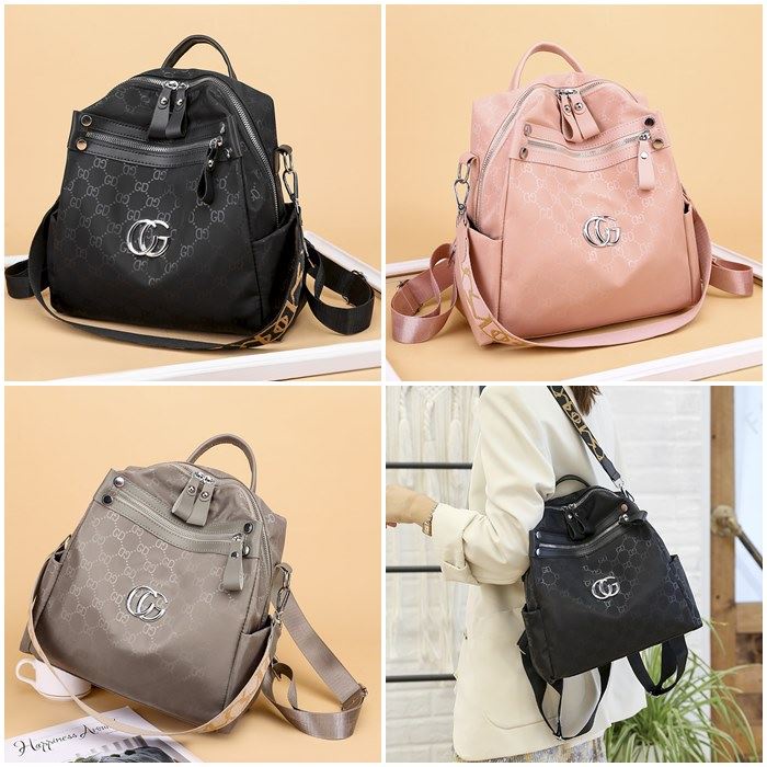 BJ27149 - BLACK/KHAKI/PINK - TAS RANSEL PUNGGUNG NYLON BACKPACK TAS WANITA FASHION IMPORT MODIS ELEGAN TERMURAH TERLARIS TERBARU BAGSTORE JAKARTA TAS BATAM CR7326 JT7149 BQ3226 LT2000