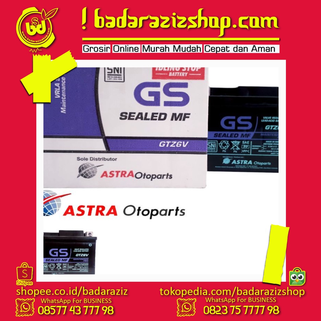 AKI MOTOR VARIO 125/150 /PCX 125/150 SATRIA FU GS ASTRA OTOPART 6 AMPERE 12VOLT ORIGINAL ASLI