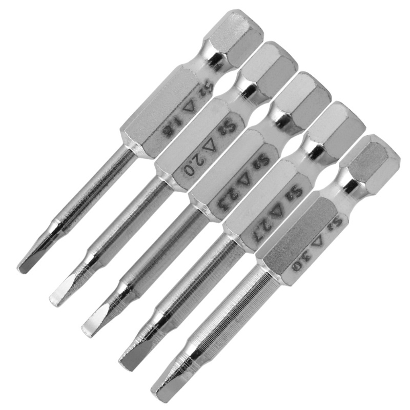 Mary 5pcs / Set Mata Obeng Magnetik S2 Steel 1 / 4 Hex Shank 50mm Untuk Alat Pertukangan