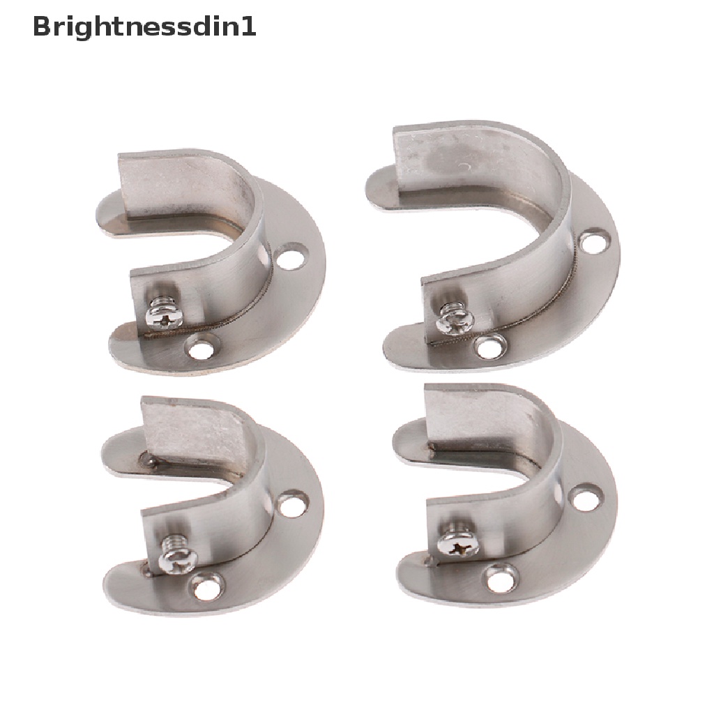 (Brightnessdin1) Holder / Dudukan Batang Flens 19 / 22 / 25 / 32mm Bahan Stainless Steel Untuk Lemari Pakaian