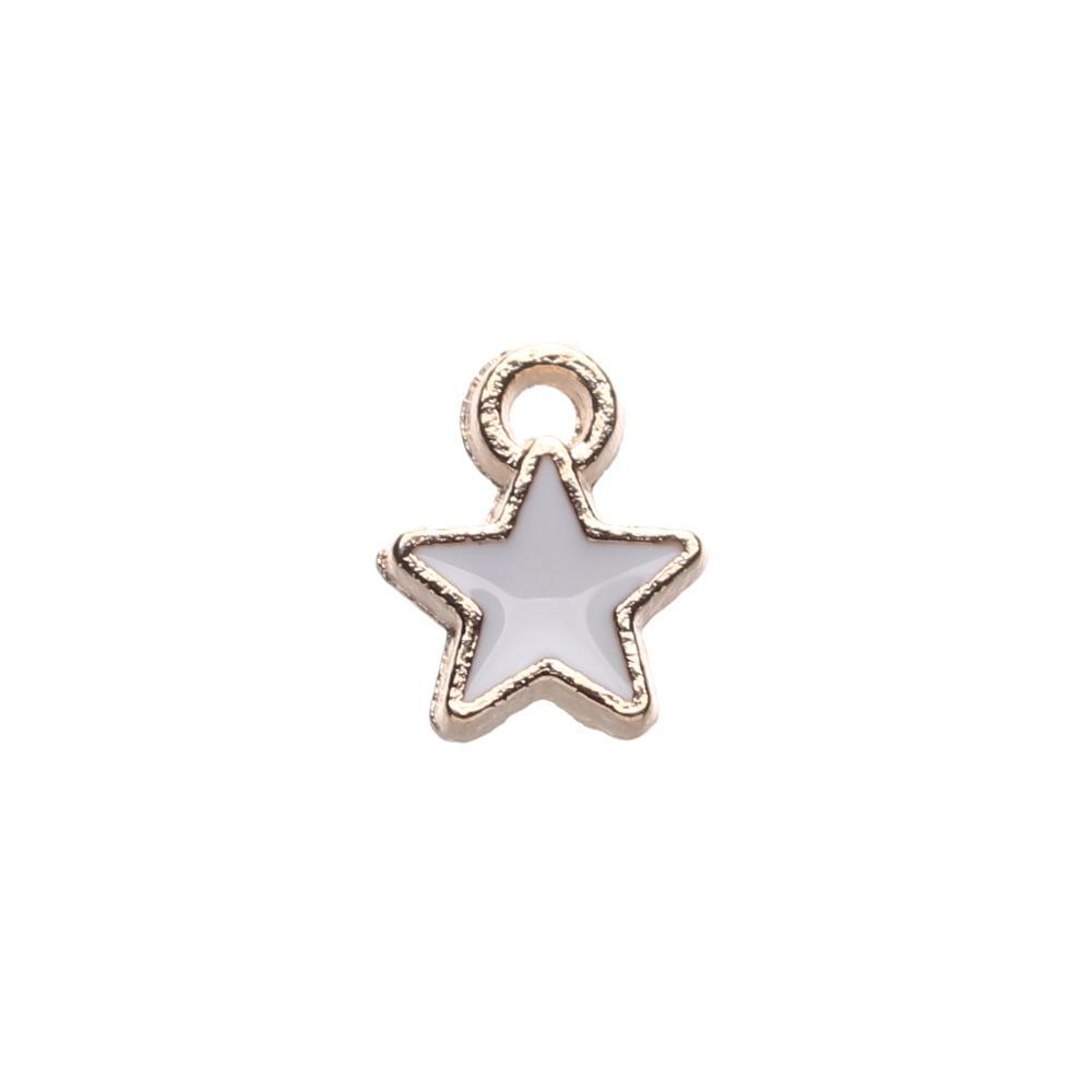 Top 50PCS Enamel Bintang Charms 6mm Handmade Kalung Warna Permen Anting Gelang Pentagram Liontin