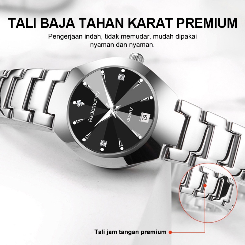 Redamancy Original Jam Tangan Wanita Cewek Tahan Air Jam kecil Santai Mode Kuarsa Jam tangan tanggal