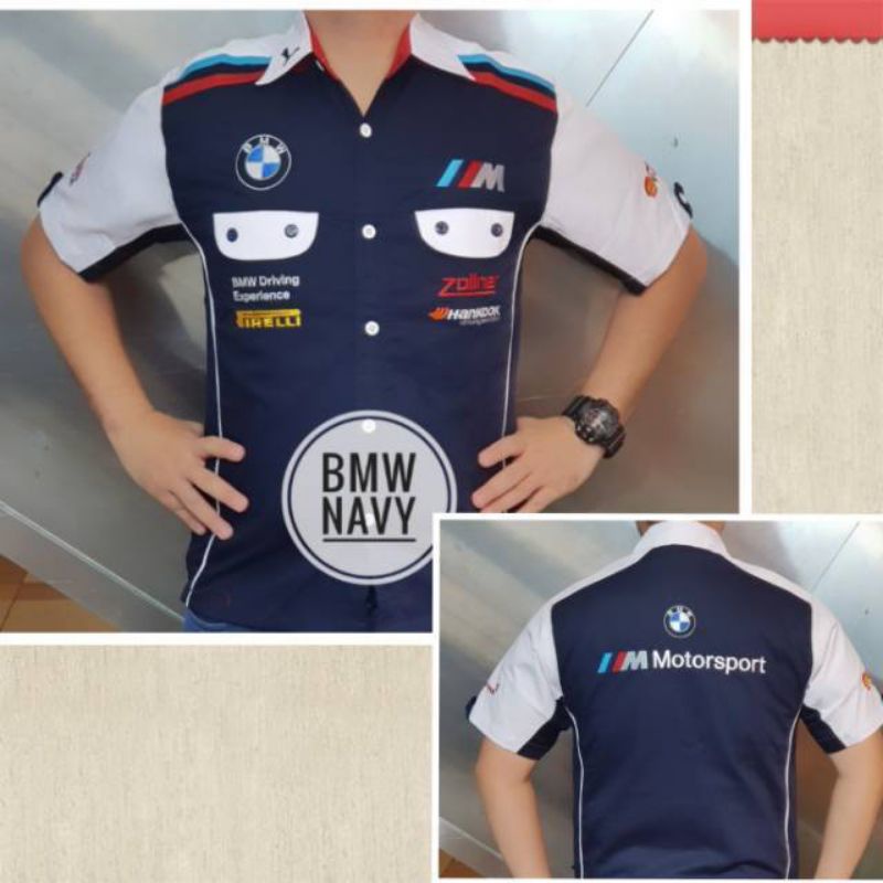 Baju seragam otomotif BMW, baju komunitas BMW, baju komunikasi MotoGP, kemeja bordir BMW F1