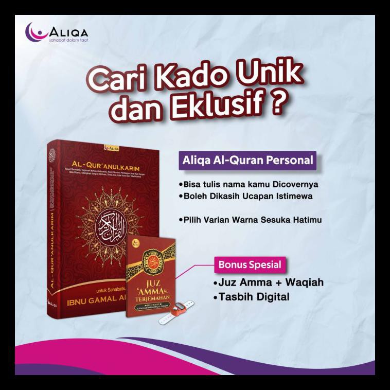 Buku Religi/Buku Spiritual Al-Quran Personal Aliqa Bisa Costume Nama Di Covernya Ukuran Sedang -