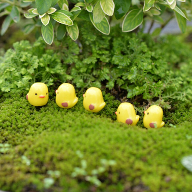 (dreamdreaming.id) 5pcs Miniatur Ayam Kuning Untuk Dekorasi Taman mini / Rumah Boneka / Terrarium DIY