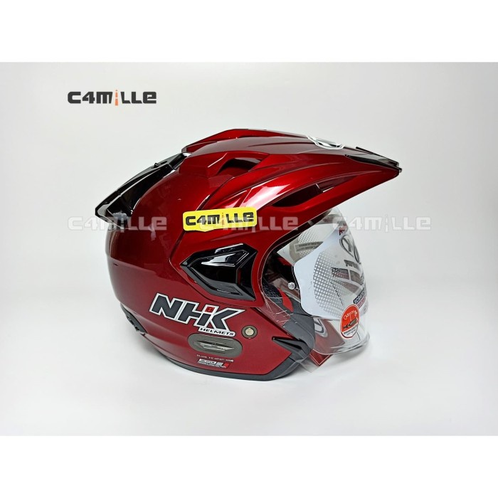 98041Geiuu Helm Nhk Predator Crypton Red Maroon Double Visor Half Face - M tt75oh