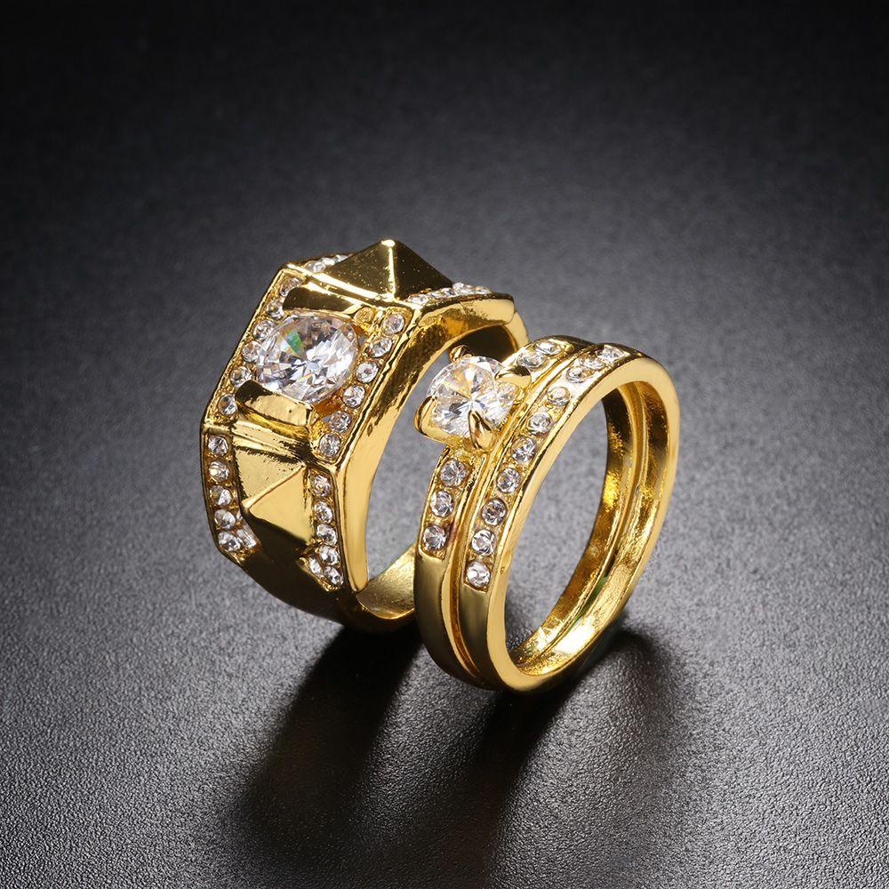 Cincin Pasangan LILY Perhiasan Mewah Hadiah Kekasih Cubic Zirconia