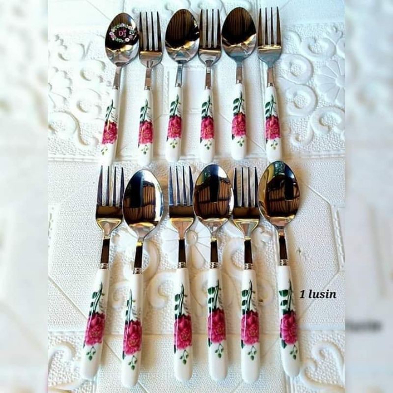 Sendok Garpu makan keramik 1set 12 pcs/ Fiorenza sendok garpu 1 set 12