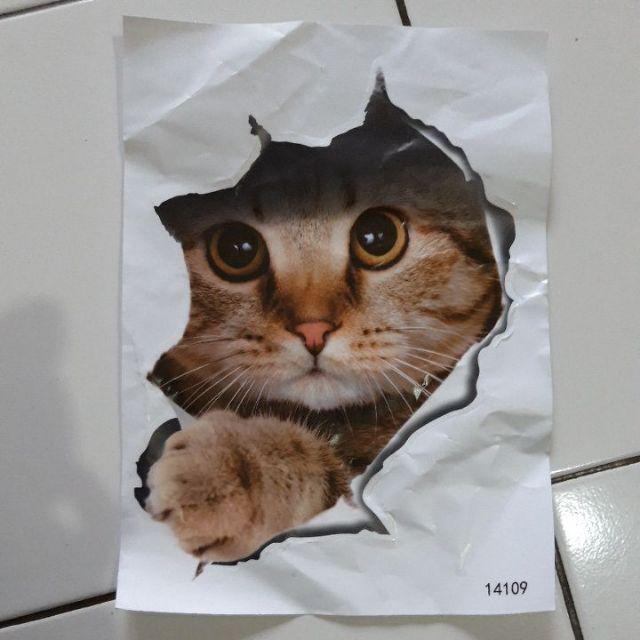 Stiker Bentuk Kartun Kucing 3d Bahan Pvc Ukuran 21*29cm Untuk Tempat Duduk Toilet/kamar Mandi