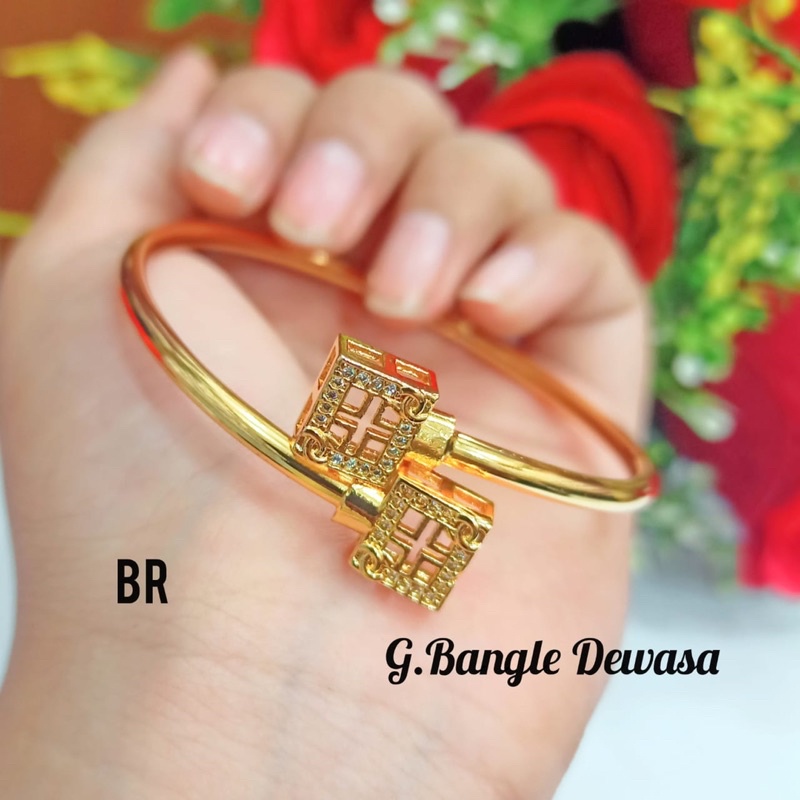 GELANG BANGLE TITANIUM DEWASA BERBAGAI MOTIF DAN MODEL MENARIK PERMATA ZIRCON KUALITAS TERBAIK | COD