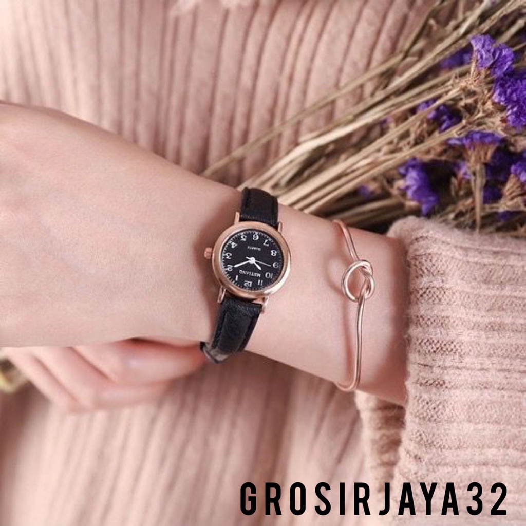 (GROSIRJAYA32) Jam Tangan Wanita SHANDY Fashion Kulit Retro Round Small Women Watches Analog