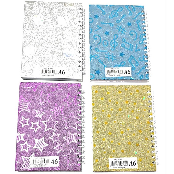 Notebook Spiral Glitter A6