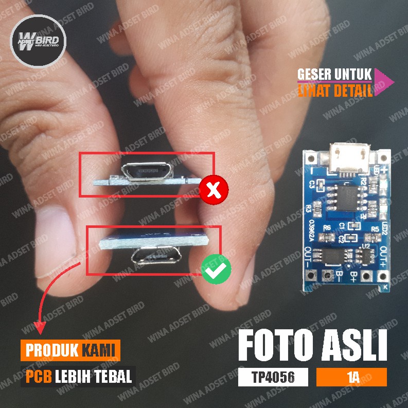 MODUL CAS BATERAI 18650 BATTERY CHARGER DENGAN PROTEKSI - TP4056 WITH PROTECTION