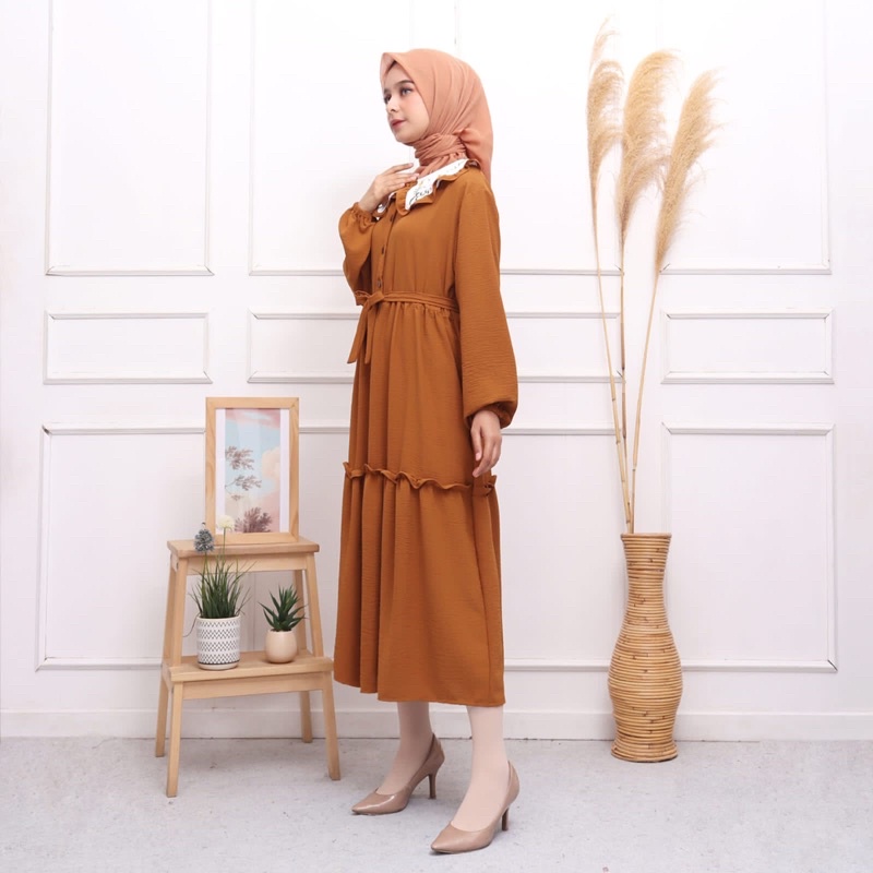 MIDI DRESS VIONA MIDI DRESS KERAH BORDIR MIDI BUSUI BUMIL MUSLIM