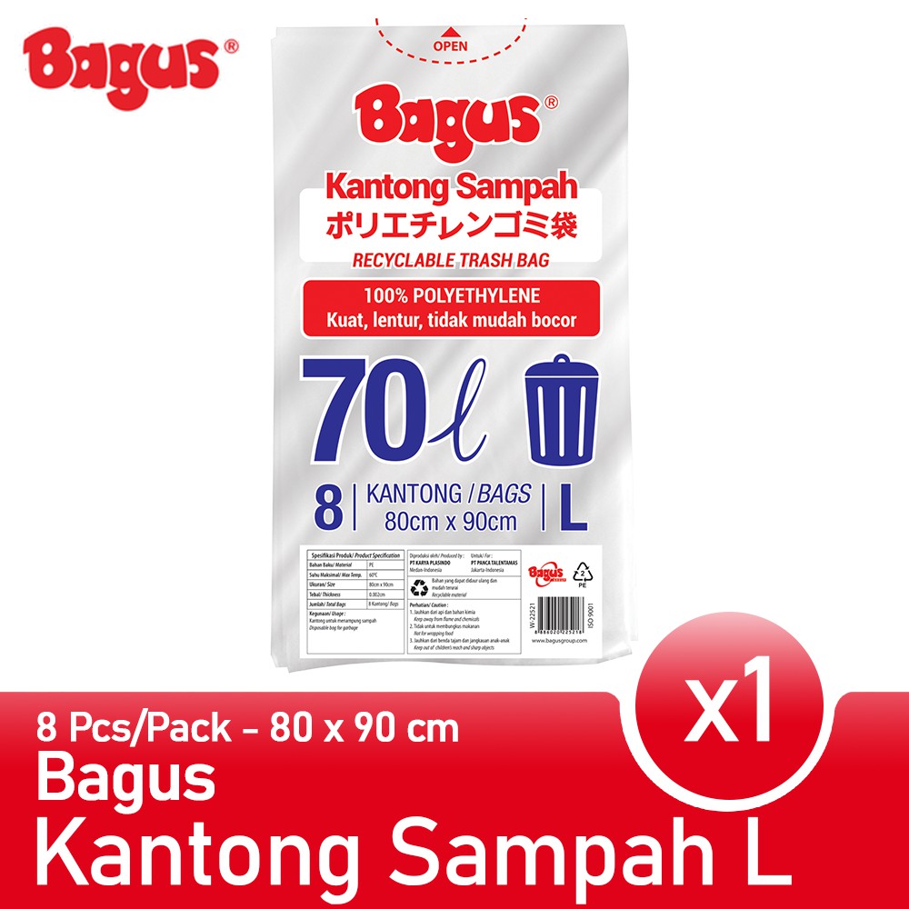 Bagus Kantong Sampah L 8 Uk. 80 cm x 90 cm 70 L W-22521