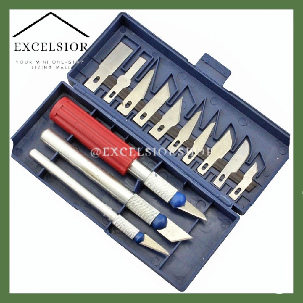 

Excelsior KNIFEZER Set Pisau Ukir Seni 13 in 1 Crafting Knife 3 Handle - A-003