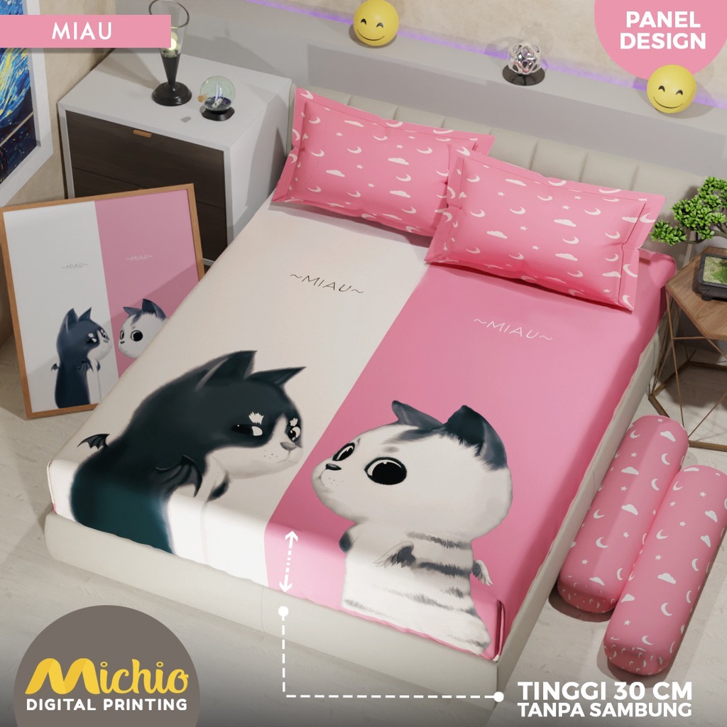 SPREI PANEL MICHIO TINGGI 30 180X200X30, 160X200X30 DAN 120X200X30 MIAU